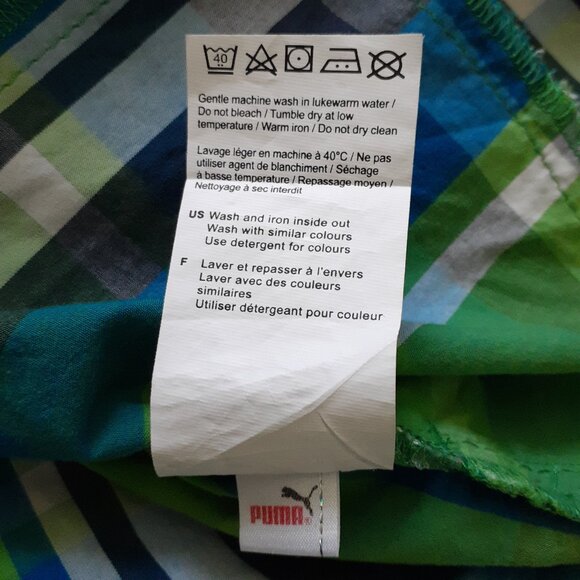 Puma Plaid Shirt Dress w/Roll Tab Sleeves Green Size S - Picture 13 of 14